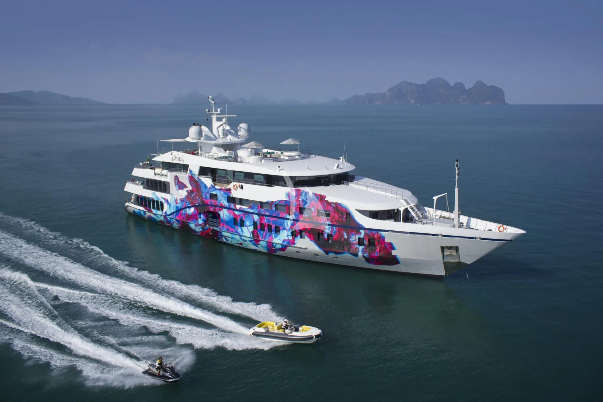 a large ship on the water aboard SALUZI Yacht for Charter