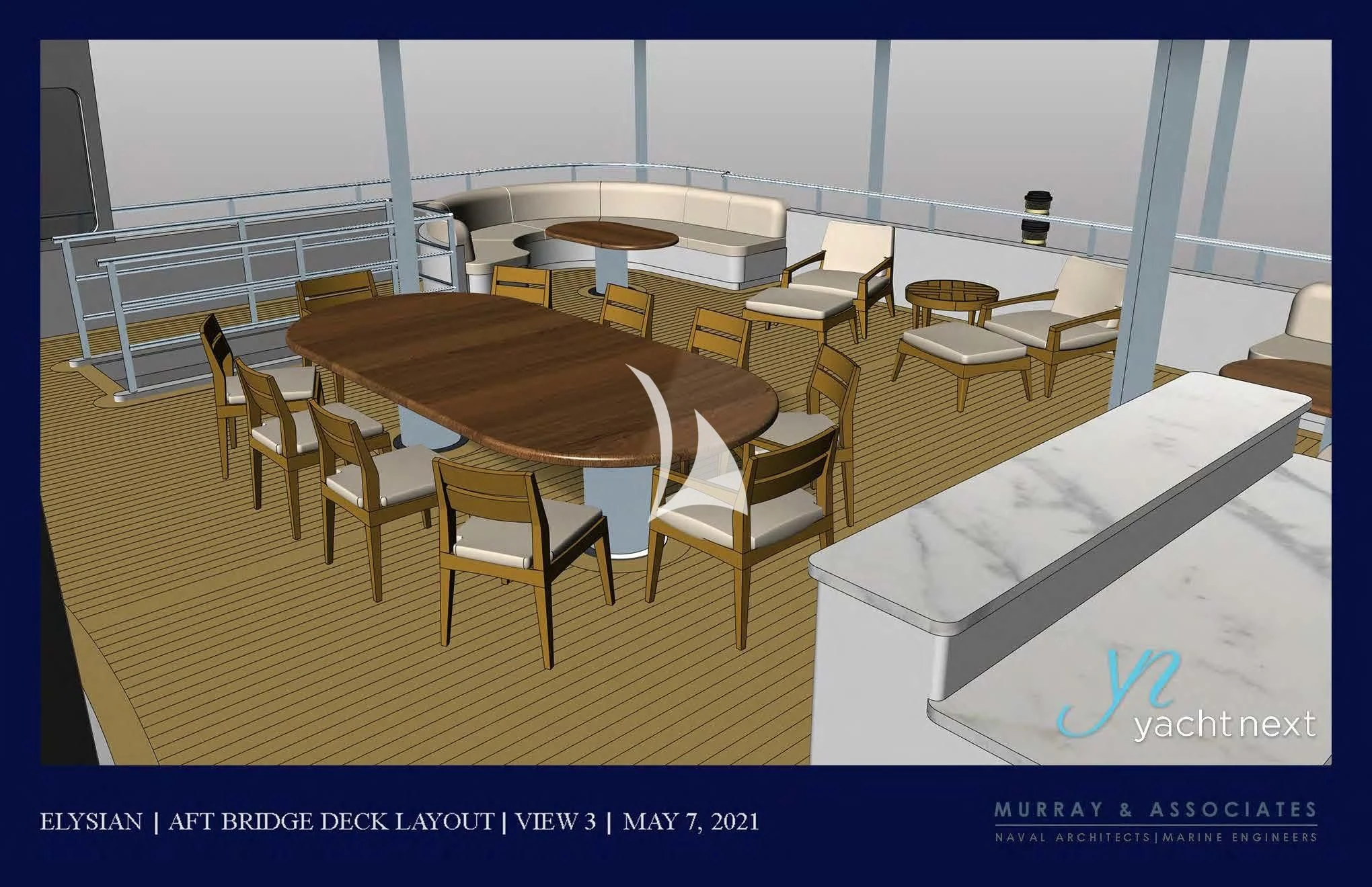 a model of a classroom aboard SCOTT FREE Yacht for Charter