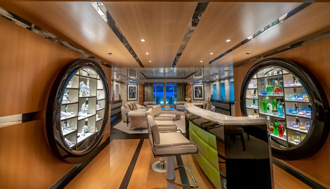 a room with a table and chairs aboard SCOTT FREE Yacht for Charter