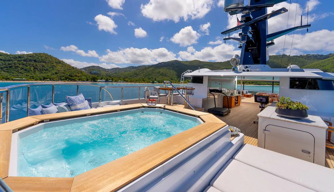 a large pool with a boat in it aboard SCOTT FREE Yacht for Charter