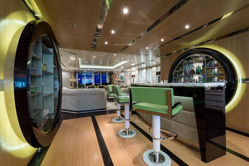 inside of a train aboard SCOTT FREE Yacht for Charter