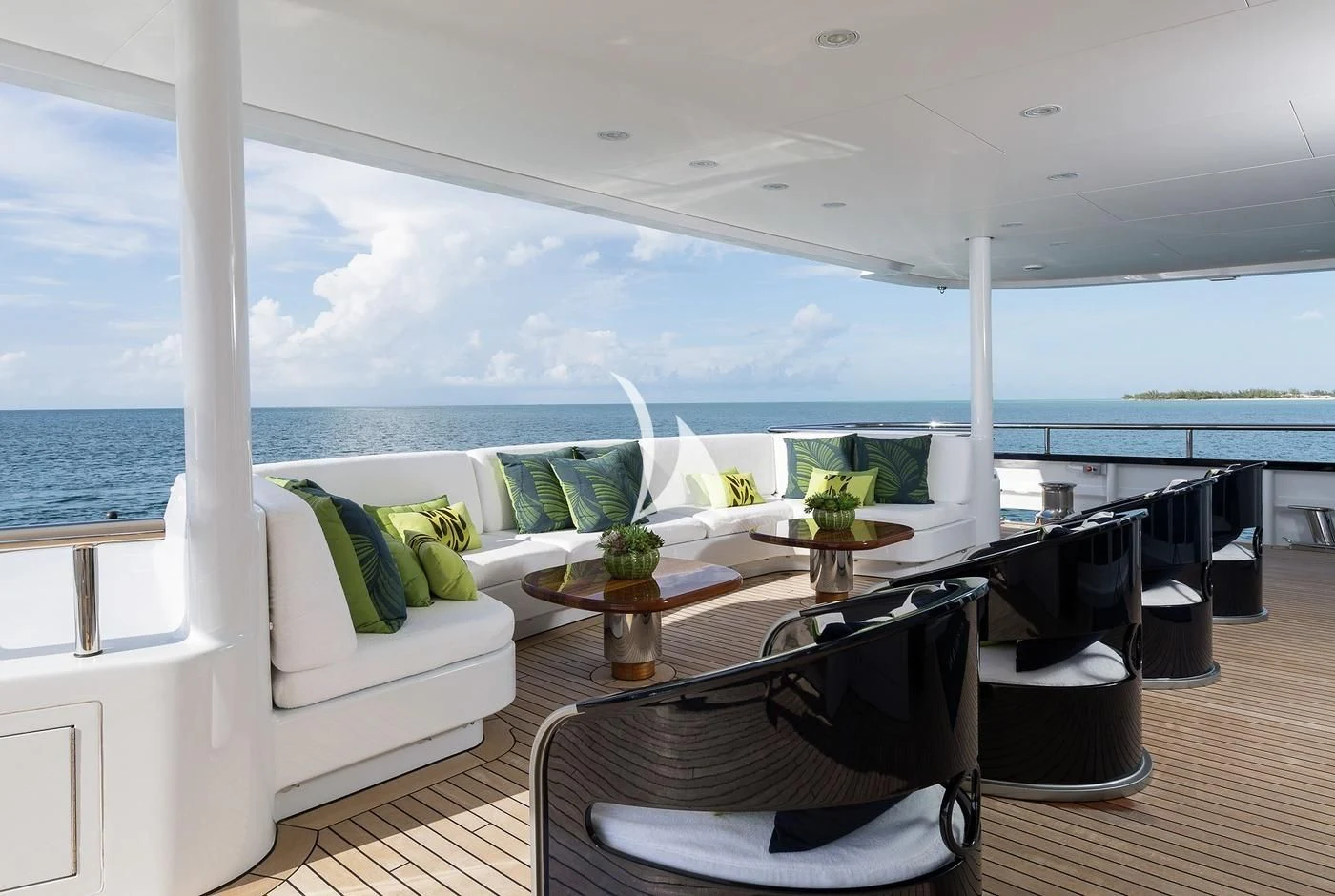 a room with a table and chairs aboard SCOTT FREE Yacht for Charter