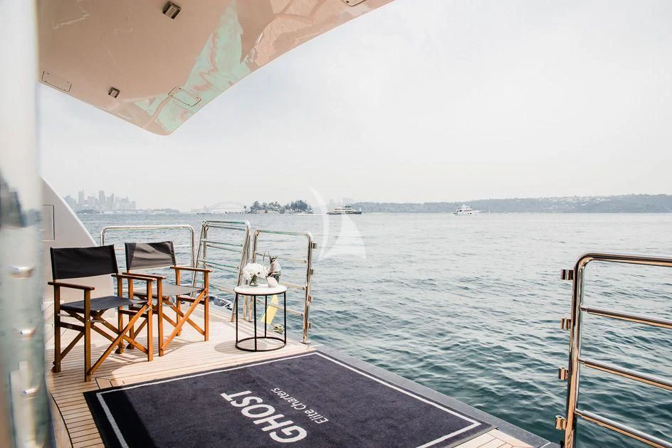 a boat on the water aboard GHOST II Yacht for Sale