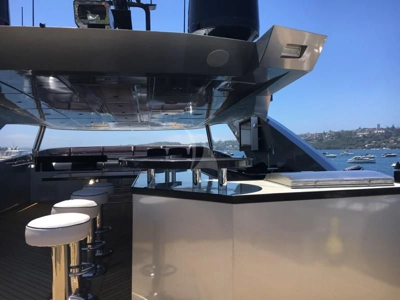 a space shuttle on a platform aboard GHOST II Yacht for Sale