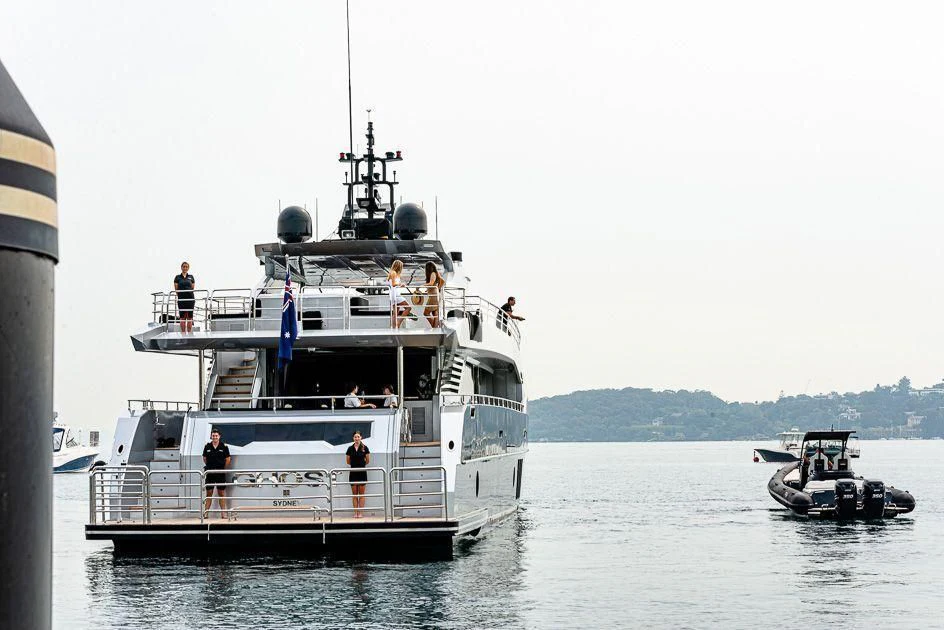 a boat with people on it aboard GHOST II Yacht for Sale