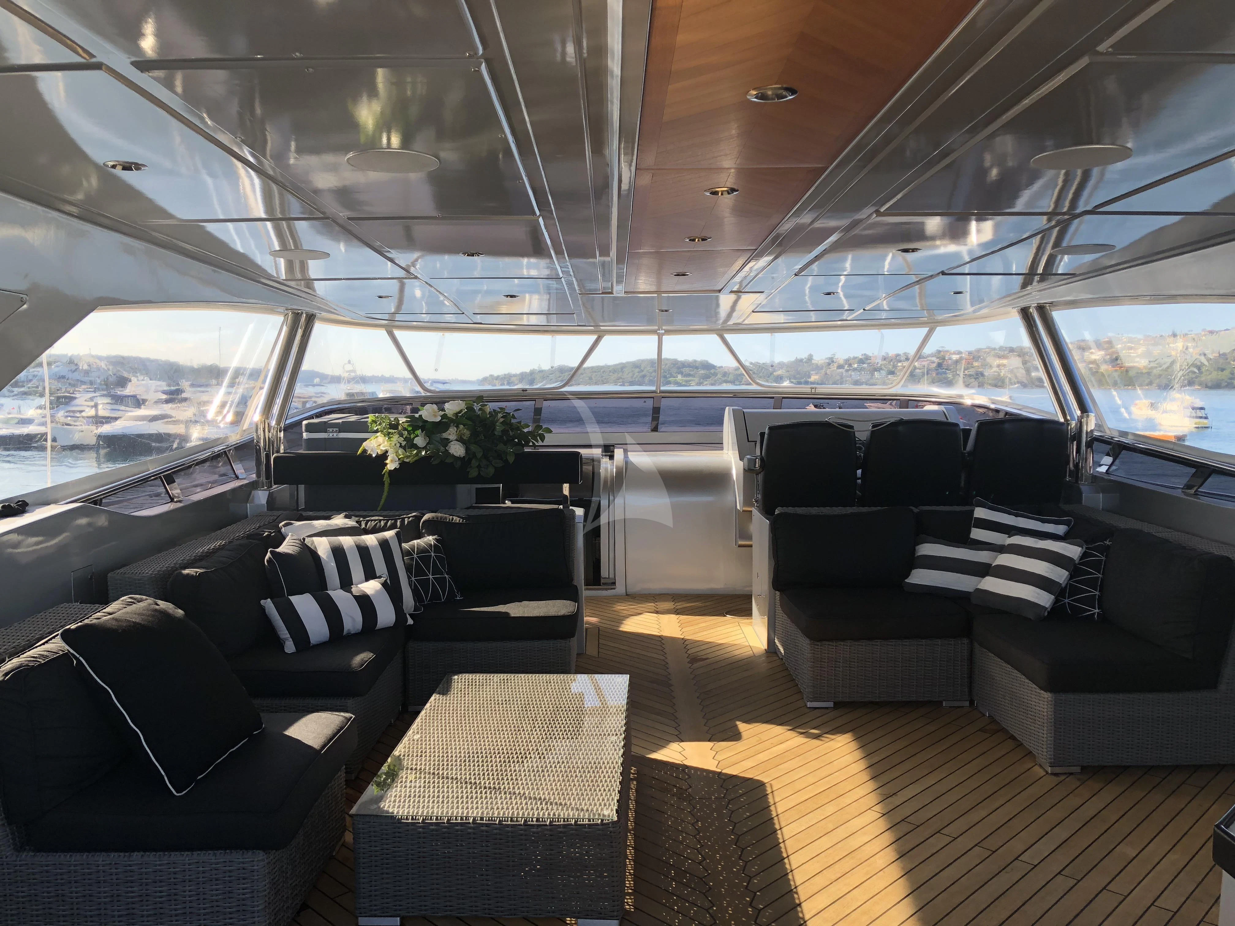 inside of a vehicle aboard GHOST II Yacht for Sale