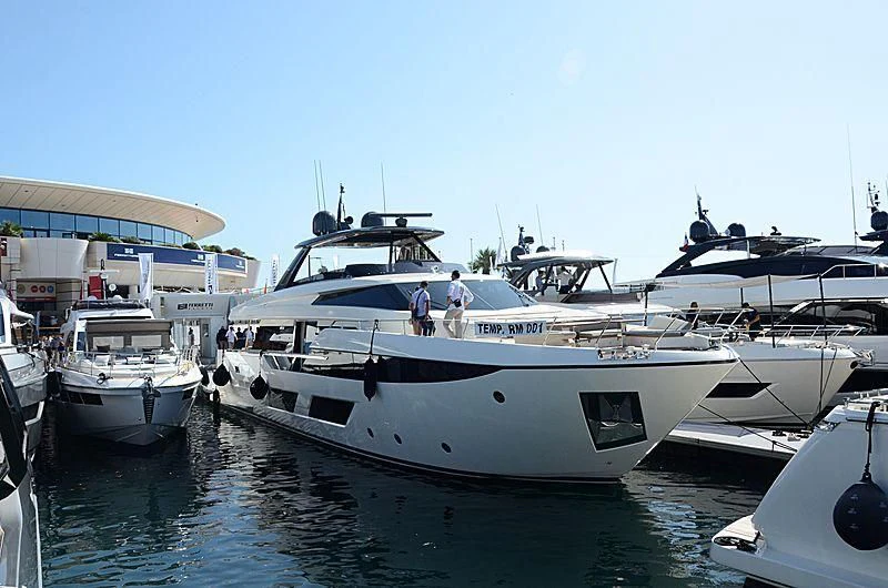 a group of boats are parked in a harbor aboard PIOLA Yacht for Sale