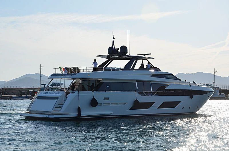 a white yacht on the water aboard PIOLA Yacht for Sale