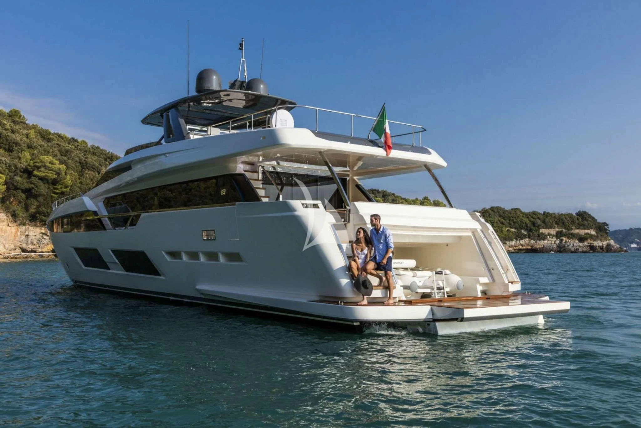 a couple people on a boat aboard PIOLA Yacht for Sale