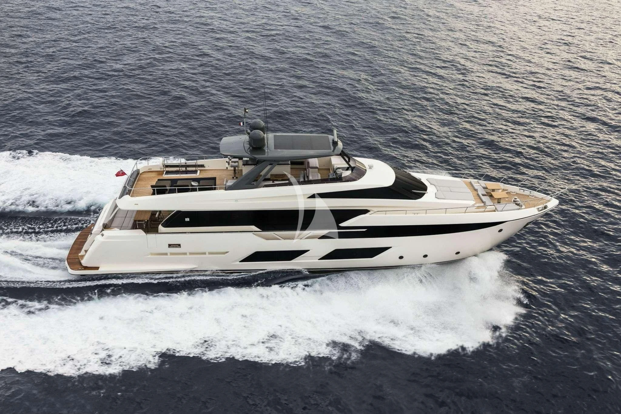 a white yacht on the water aboard PIOLA Yacht for Sale