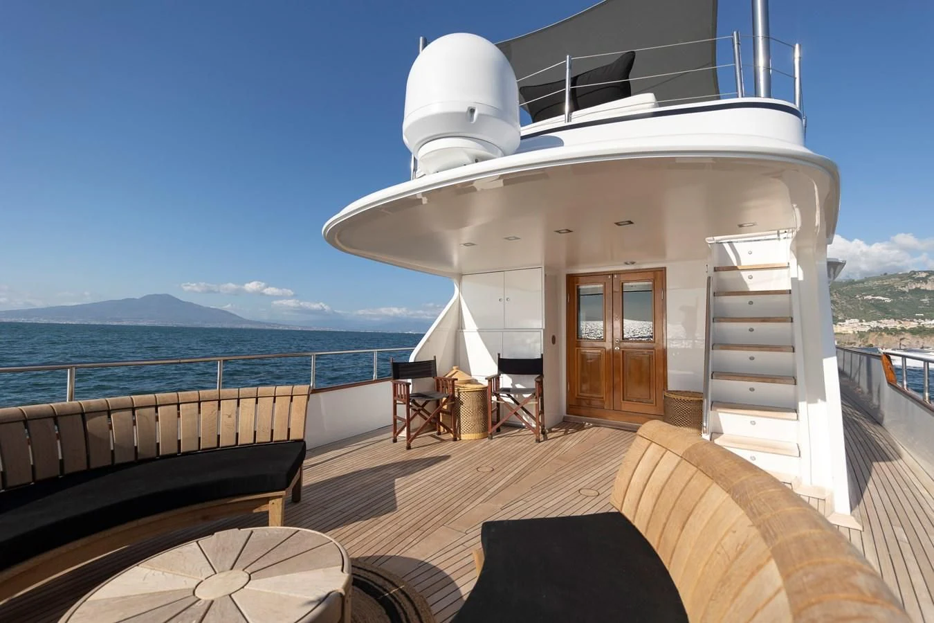 a deck with a large white dome and a white dome on top of it aboard SOUNION II Yacht for Sale