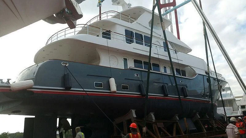 a large white boat aboard MACGUFFIN Yacht for Sale