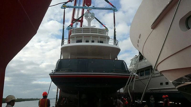 a boat docked at a pier aboard MACGUFFIN Yacht for Sale