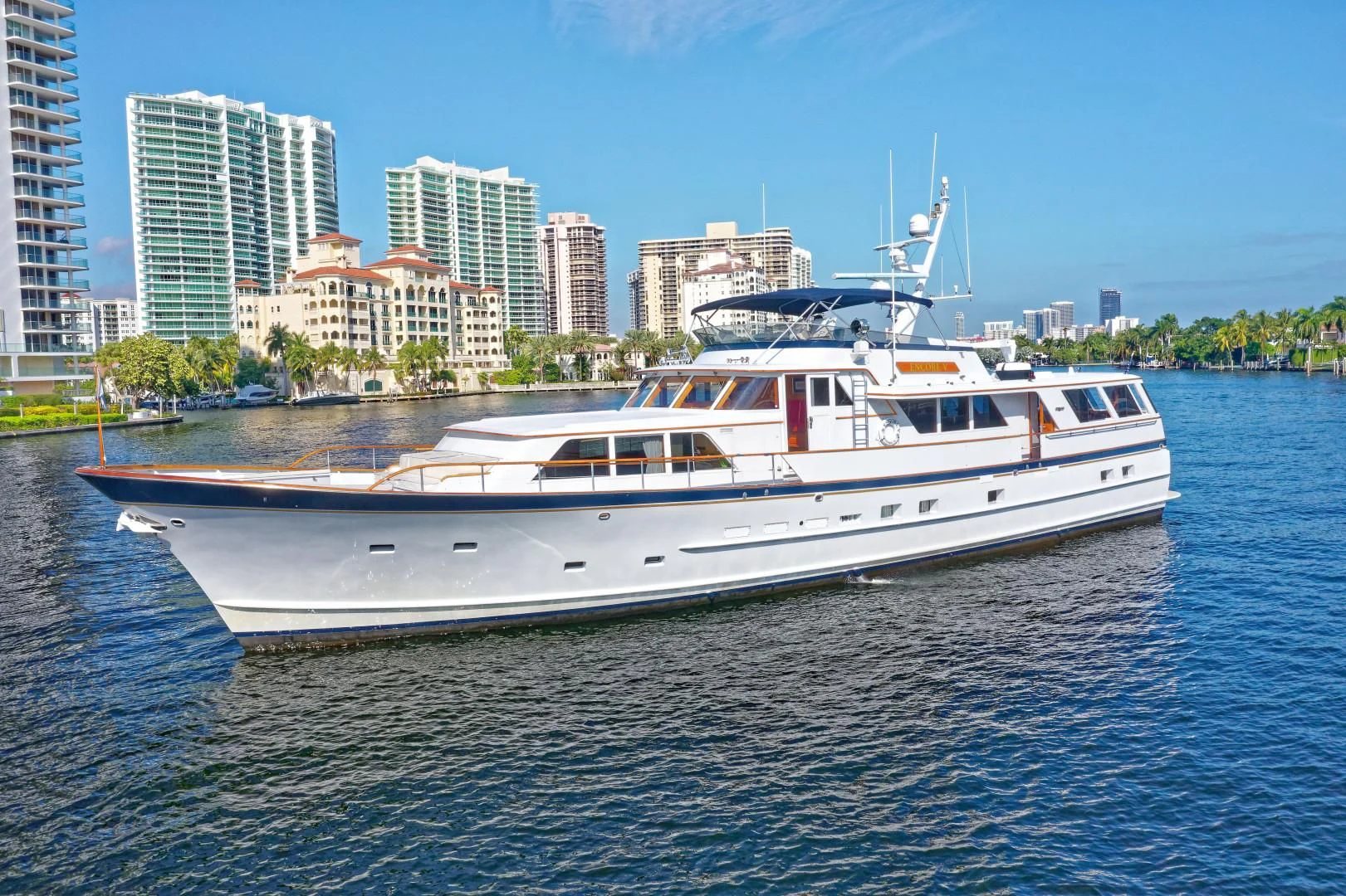 a boat on the water aboard ENCORE V Yacht for Sale