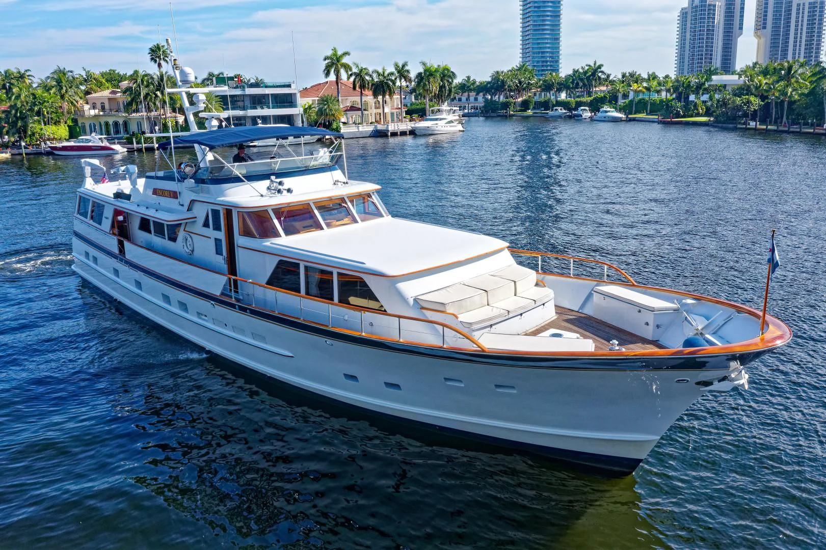 a boat in the water aboard ENCORE V Yacht for Sale