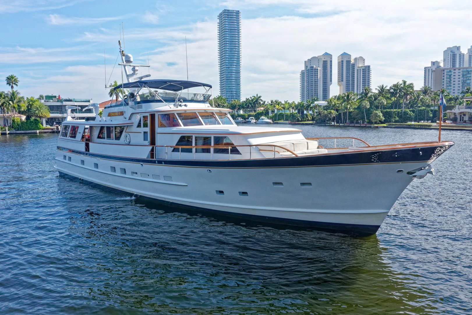 a boat on the water aboard ENCORE V Yacht for Sale