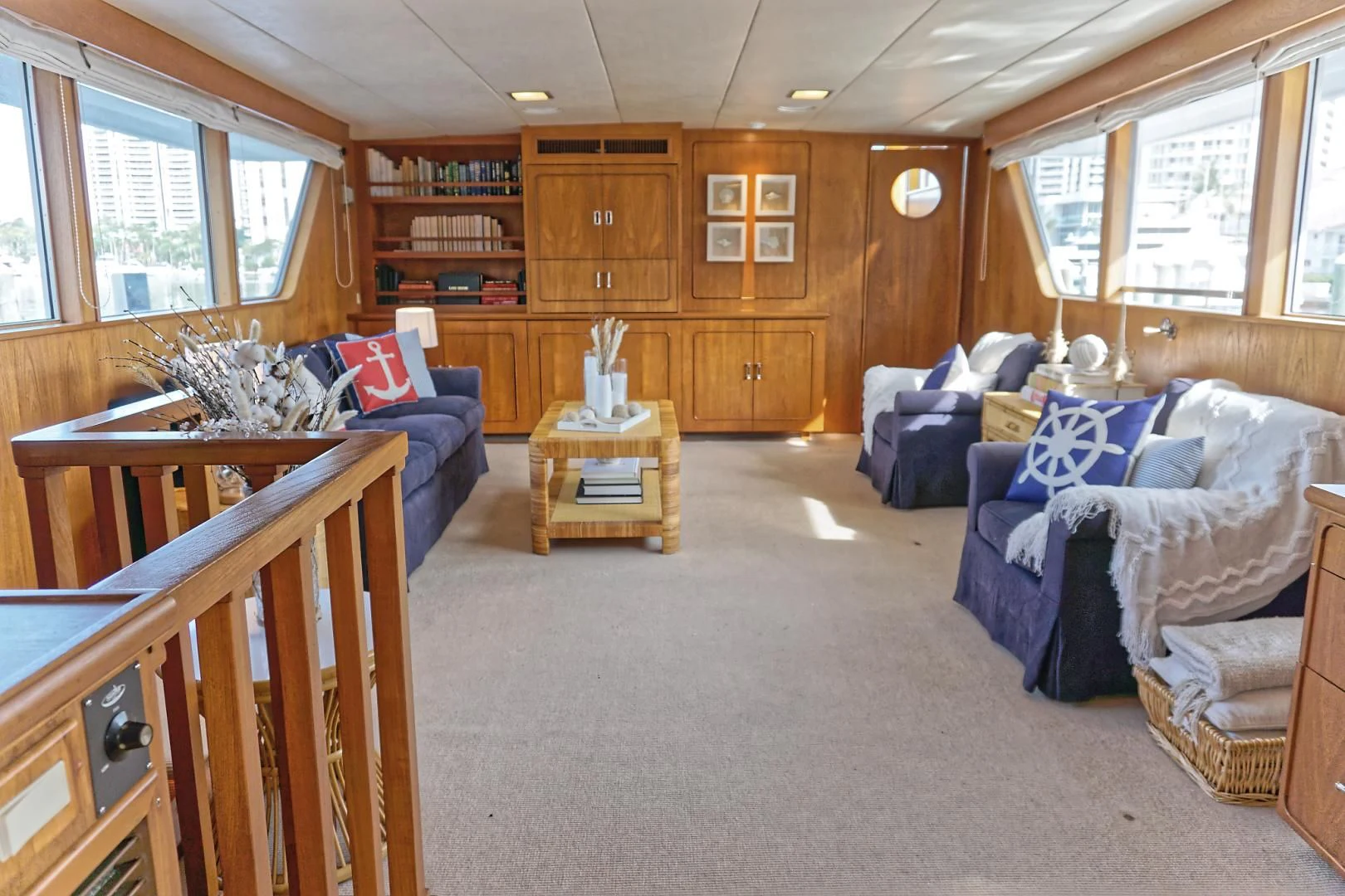 a room with a bed and a guitar aboard ENCORE V Yacht for Sale