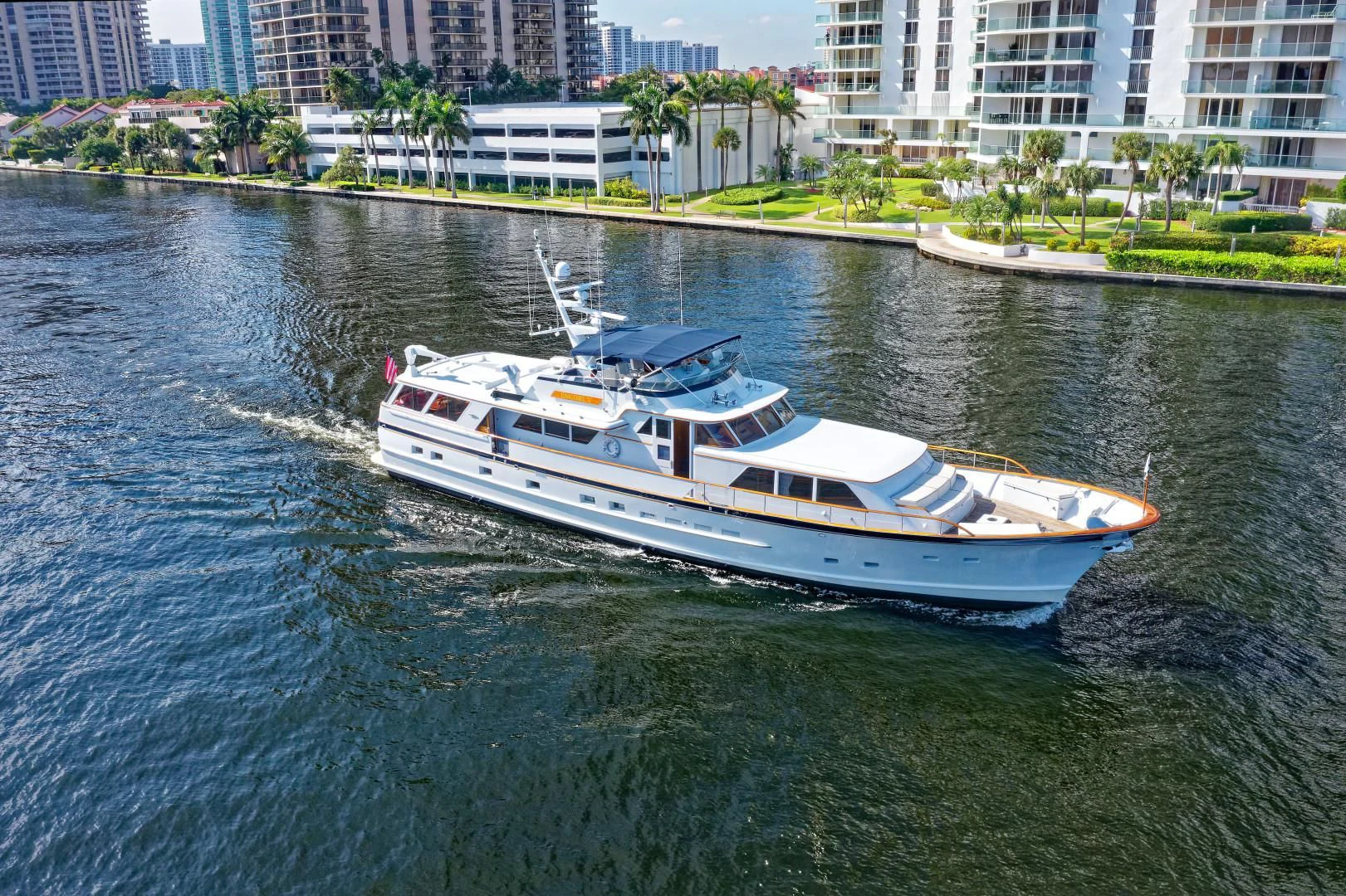 a boat on the water aboard ENCORE V Yacht for Sale