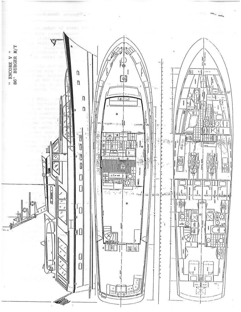 diagram, engineering drawing aboard ENCORE V Yacht for Sale