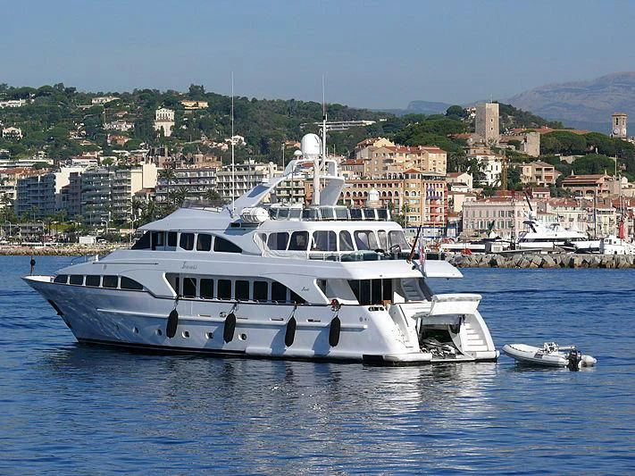 a white yacht in the water aboard INOUIS Yacht for Charter