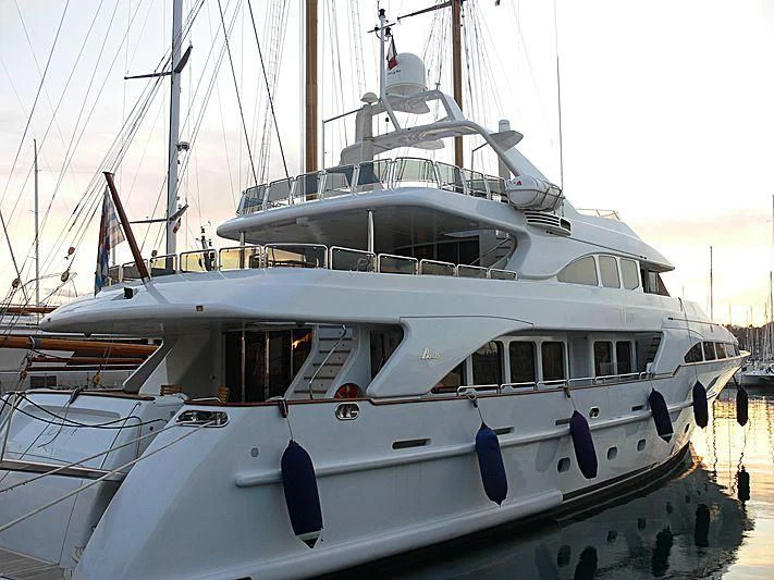 a large white boat aboard INOUIS Yacht for Charter