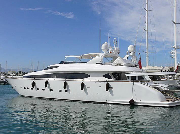 a white yacht in the water aboard NOUF Yacht for Sale