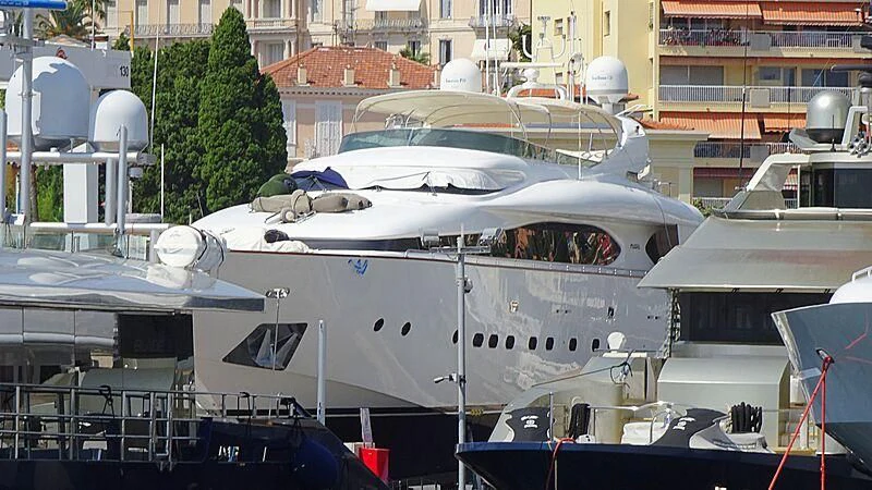 a group of boats are parked in a harbor aboard NOUF Yacht for Sale