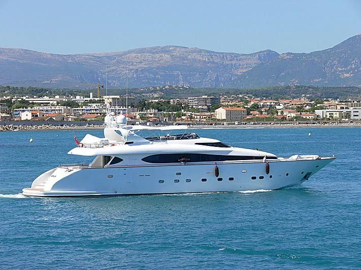 a white yacht in the water aboard NOUF Yacht for Sale