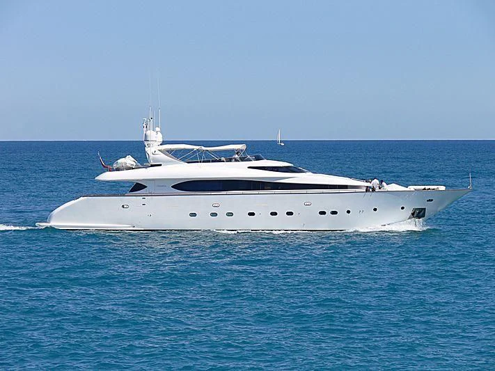 a white yacht in the water aboard NOUF Yacht for Sale