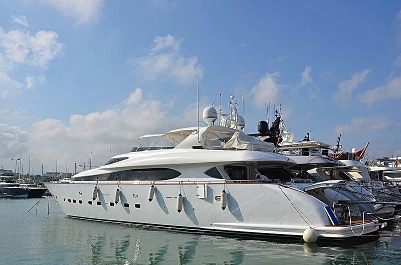 a white yacht in the water aboard NOUF Yacht for Sale
