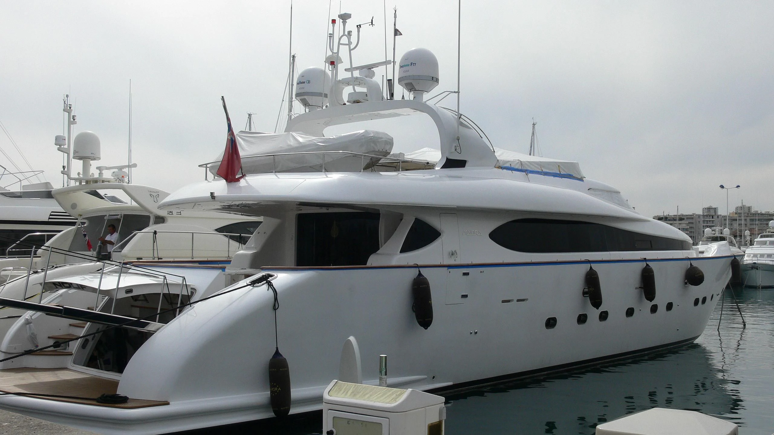 a white yacht in the water aboard NOUF Yacht for Sale