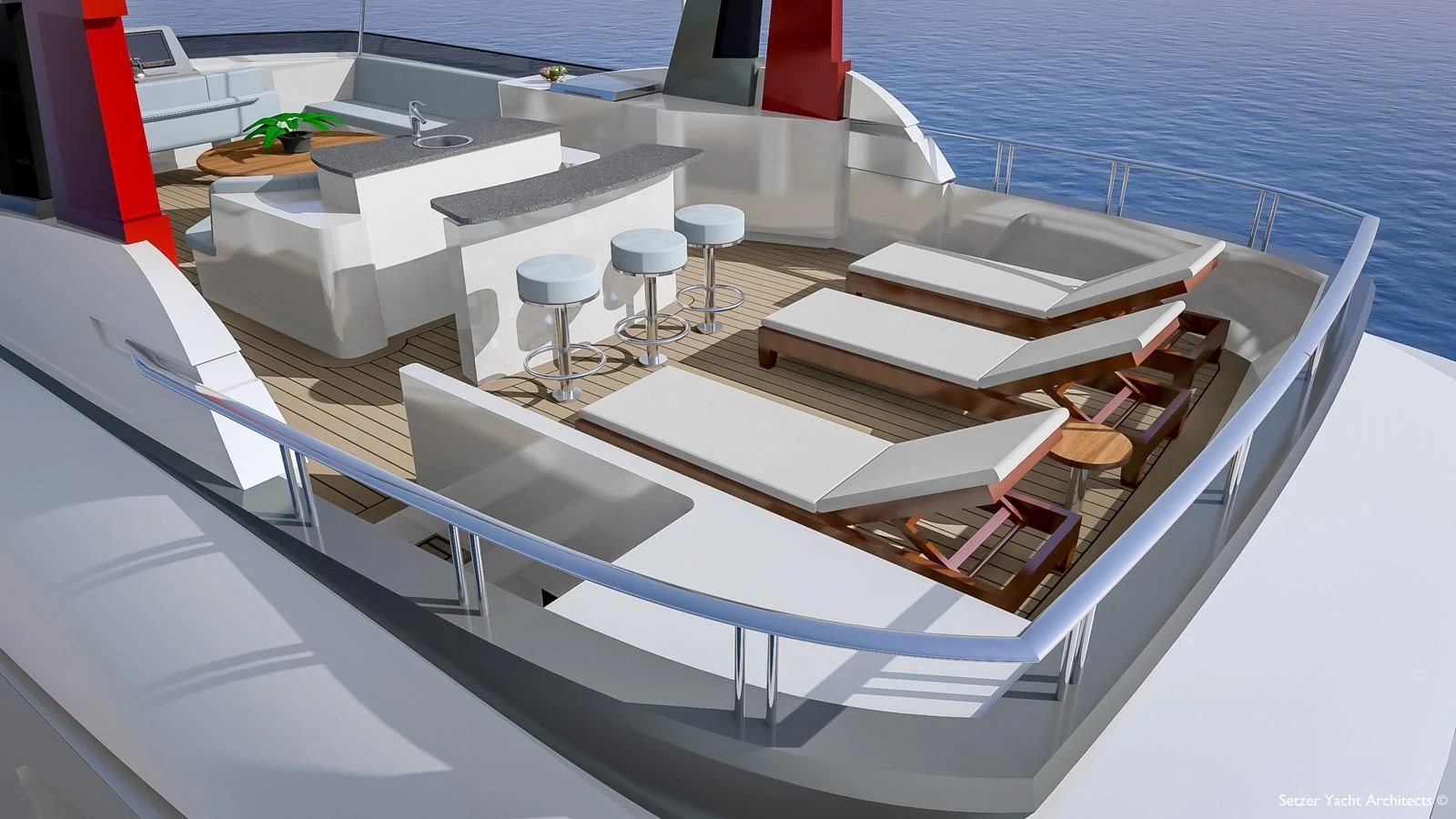 a boat with a table and chairs aboard 3200 TRIDENT Yacht for Sale