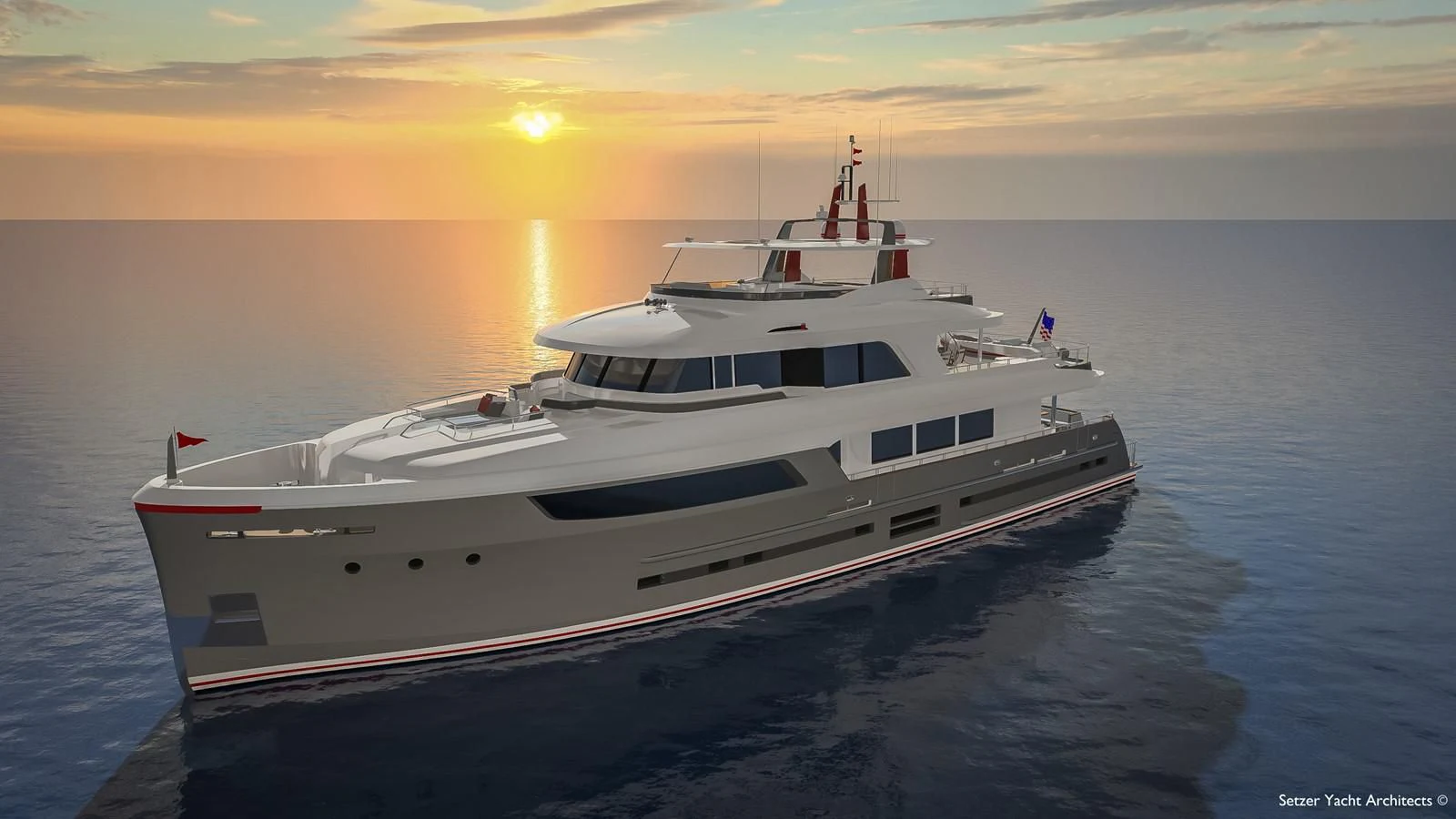 a white yacht in the water aboard 3200 TRIDENT Yacht for Sale