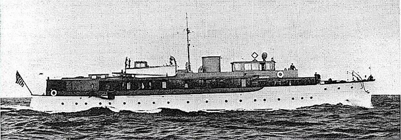 a large ship in the water aboard UTHINGO Yacht for Sale