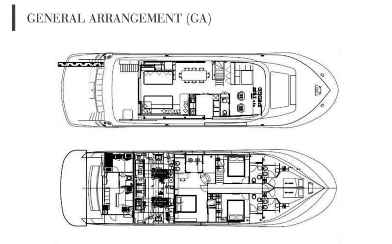diagram, engineering drawing aboard MR GU Yacht for Sale