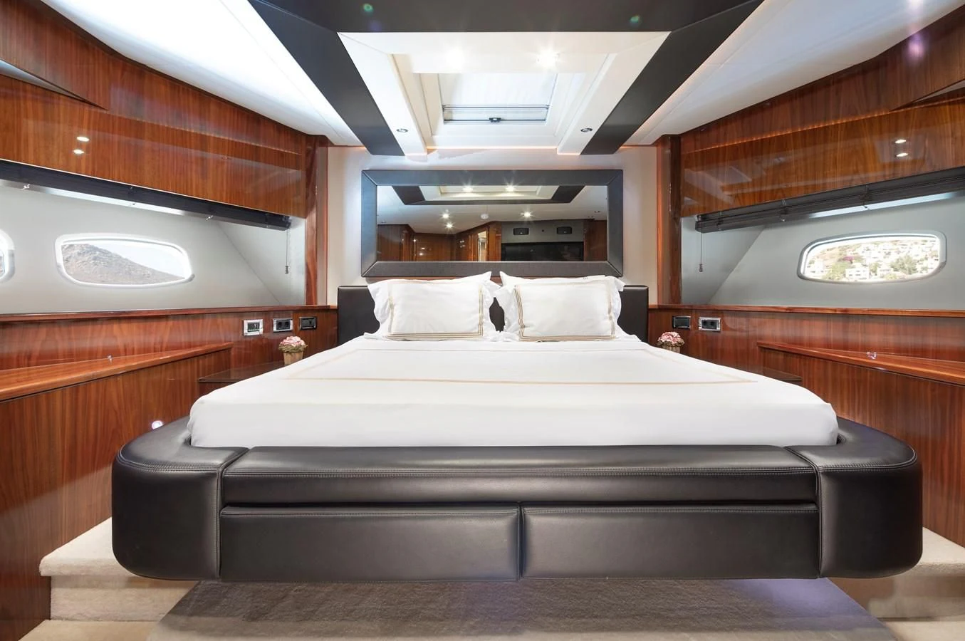 a bed in a room aboard SSM Yacht for Sale