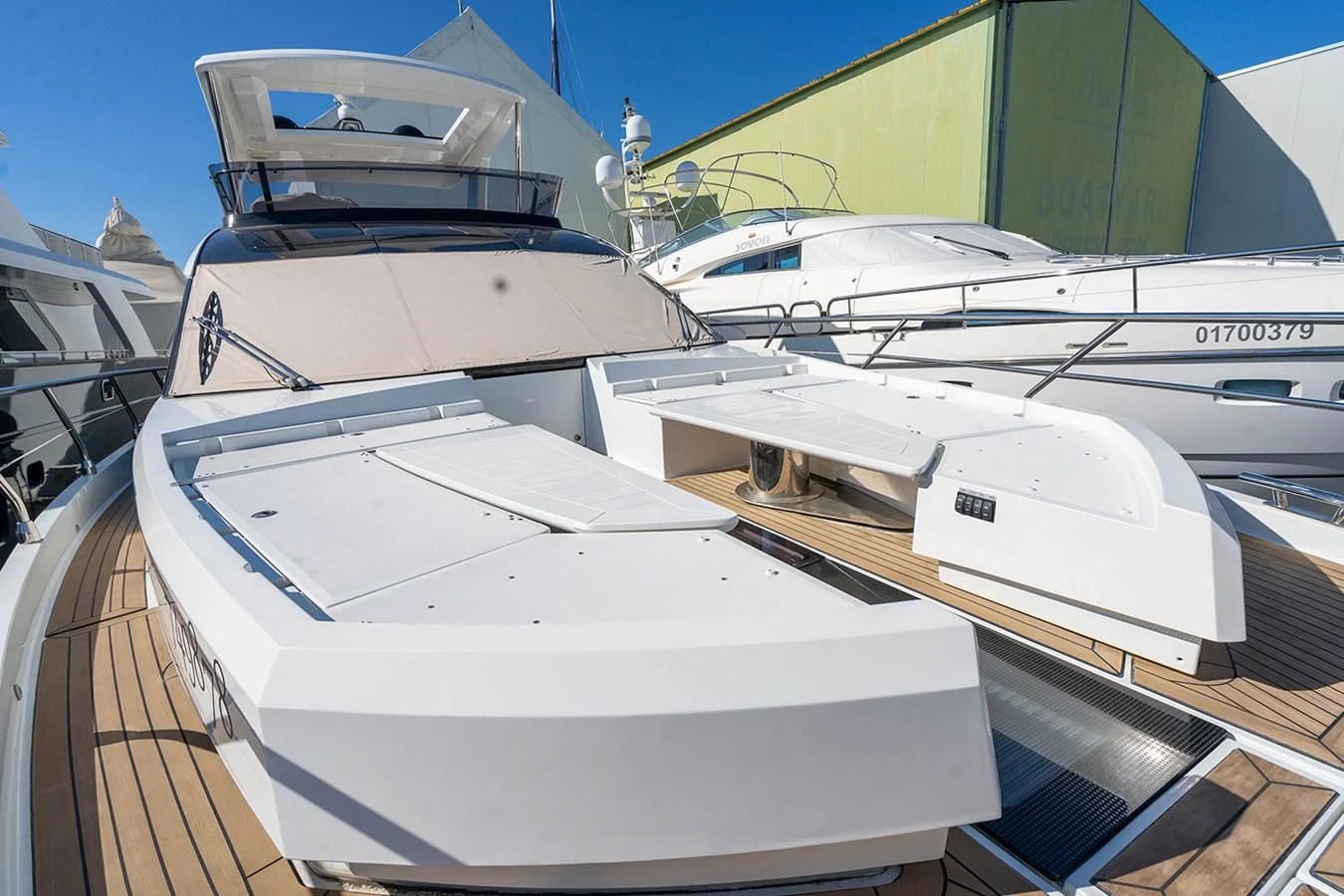a row of white yachts aboard AQUAMARINA Yacht for Sale