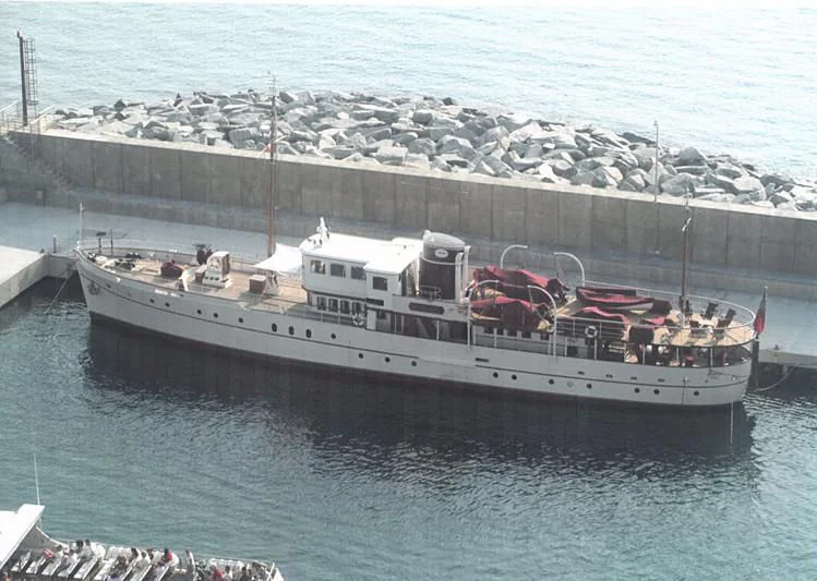 a large ship in the water aboard MELTEMI Yacht for Sale