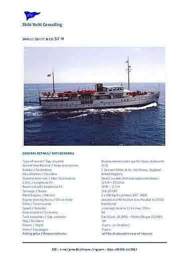graphical user interface, website aboard MELTEMI Yacht for Sale
