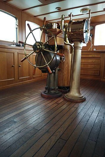 a large fan in a room aboard MELTEMI Yacht for Sale