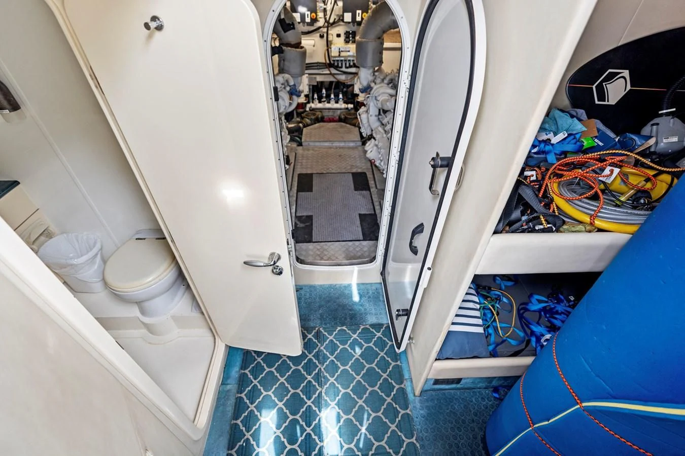 a bathroom with a sink and a toilet aboard PERSISTENCE Yacht for Sale