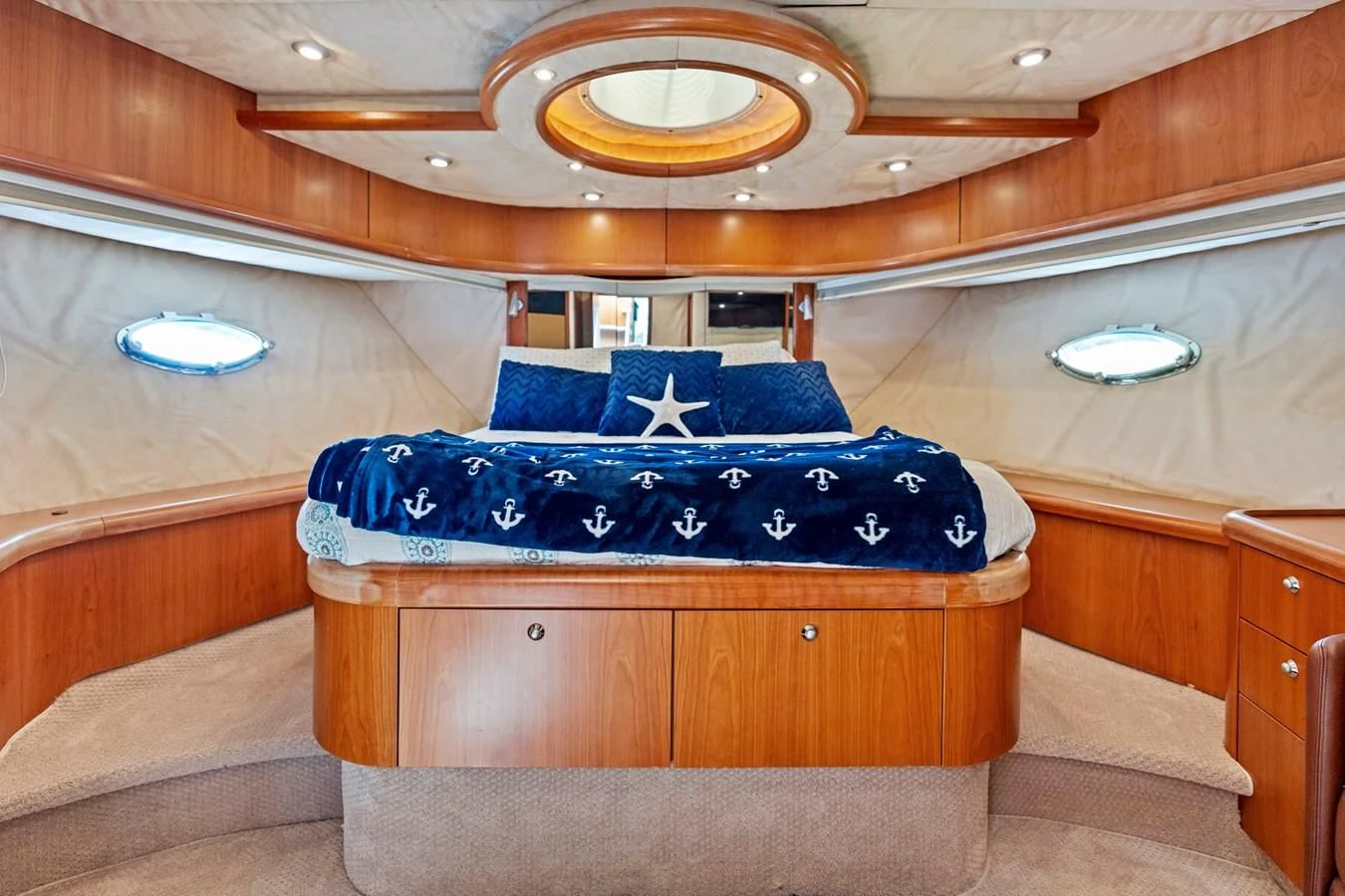 a bed in a room aboard PERSISTENCE Yacht for Sale