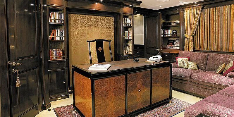 a room with a desk and a couch aboard ROCK & ROLL Yacht for Sale