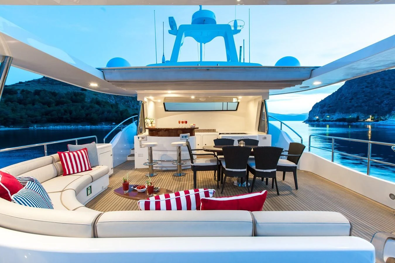 a lounge area on a boat aboard REBECCA V Yacht for Sale