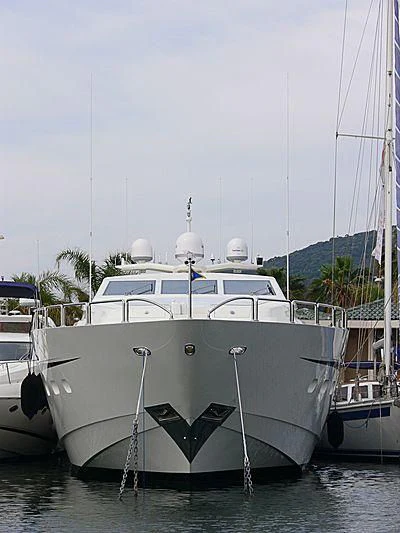 a boat docked at a pier aboard VITAMIN SEA I Yacht for Sale