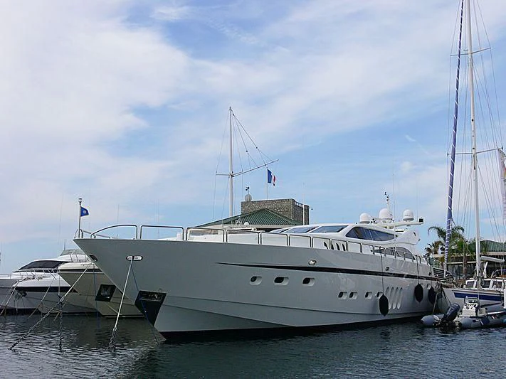 a large white boat in the water aboard VITAMIN SEA I Yacht for Sale