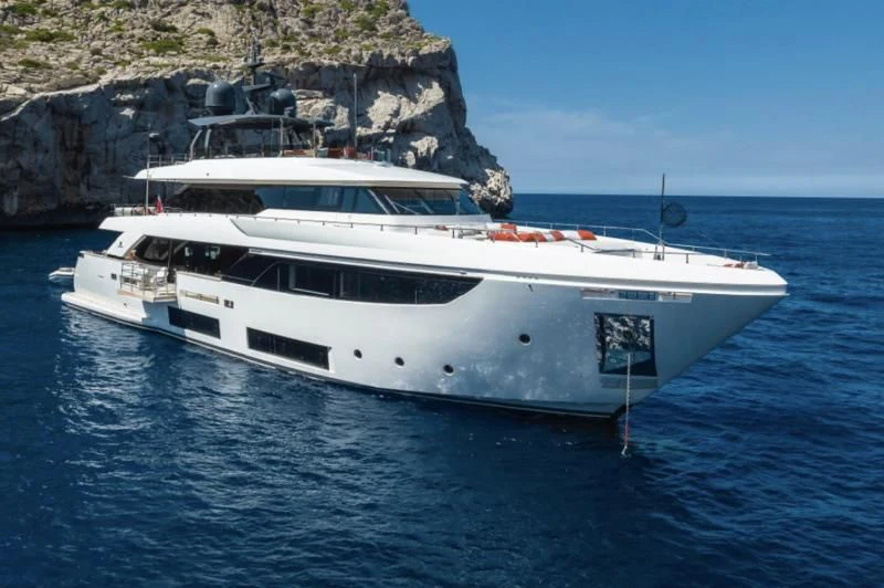 a white yacht in the water aboard DIANA II Yacht for Sale