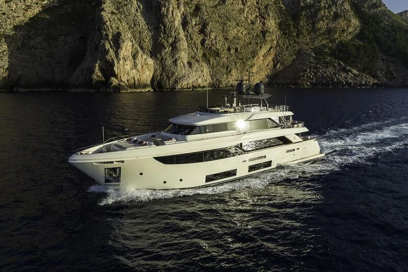 a white yacht on the water aboard DIANA II Yacht for Sale
