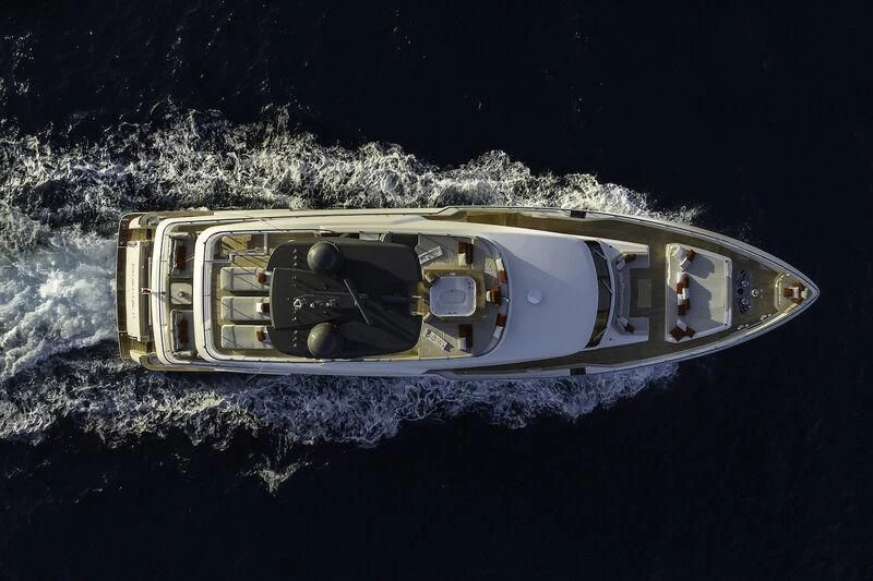 a space ship with smoke coming out of it aboard DIANA II Yacht for Sale