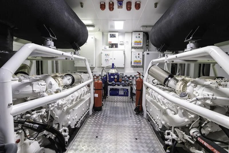 a room with machinery aboard DIANA II Yacht for Sale